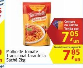 Tenda Atacado Molho de tomate tradicional tarantella sachê 2kg oferta