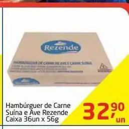 Tenda Atacado Hambúrguer de carne suína e ave rezende caixa 36un x 56g oferta