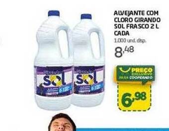 Cooper Alvejante com cloro girando sol frasco cada oferta