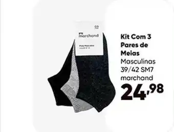 Zaffari Kit com 3 pares de meias masculinas 39-42 sm7 marchand oferta