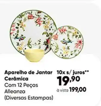 Zaffari Aparelho de jantar cerâmica com 12 peças alleanza oferta