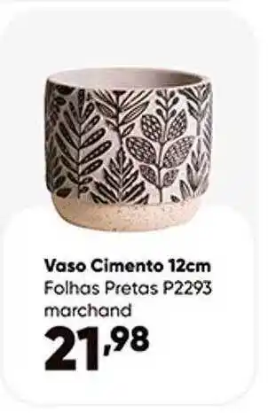 Vaso cimento 12cm folhas pretas p2293 marchand