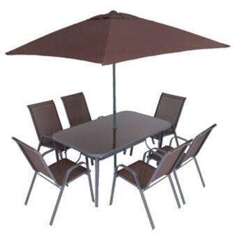 Leroy Merlin Conjunto para jardim aço 8 peças kangfu marrom naterial oferta