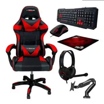 Kit gamer elg com cadeira suporte teclado headset mo...