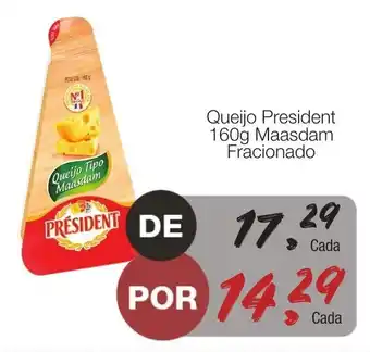 Supermercado Dalben Queijo President 160g Maasdam Fracionado oferta