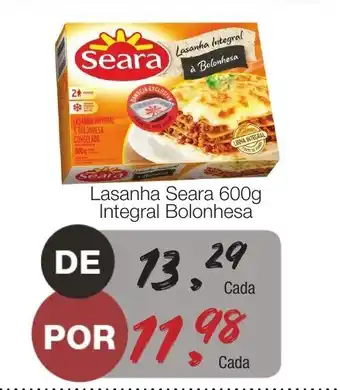 Lasanha Seara 600g Integral Bolonhesa