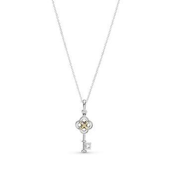 Colar de chave e flor com ouro 14k