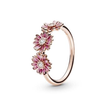 Anel pandora rose™ trio de margaridas pink
