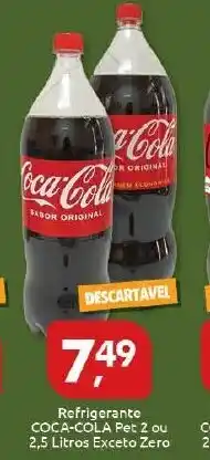 Supermercados Nori Refrigerante Coca Cola Pet 2 ou 2.5L Exceto Zero oferta