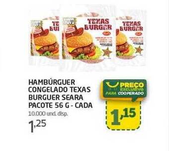 Cooper Hambúrguer congelado texas burguer seara oferta
