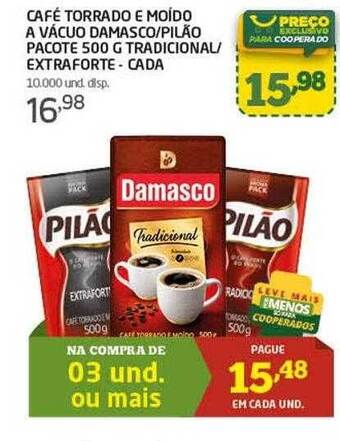 Cooper Café torrado e moido a vacuo damasco pilão tradicional extraforte oferta