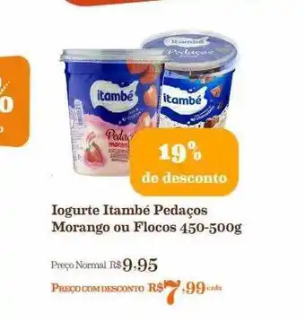 Mercadinhos São Luiz Iogurte itambé pedaços morango ou flocos 19% de desconto oferta