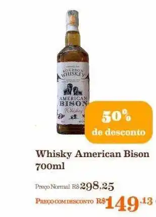 Whisky american bison 50% de desconto