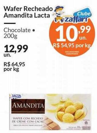 Zaffari Wafer recheado amandita lacta oferta