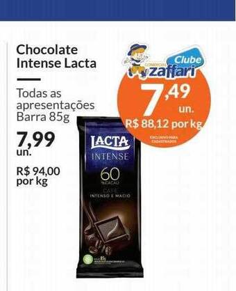 Zaffari Chocolate intense lacta oferta