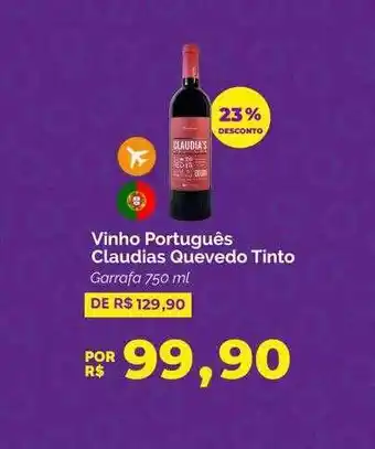Oba Hortifruti Vinho português claudias quevedo tinto garrafa 23% desconto oferta