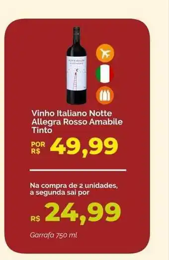 Oba Hortifruti Vinho italiano notte allegre rosso amabile tinto oferta