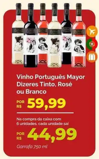 Oba Hortifruti Vinho português mayor dizeres tinto rosé ou branco oferta
