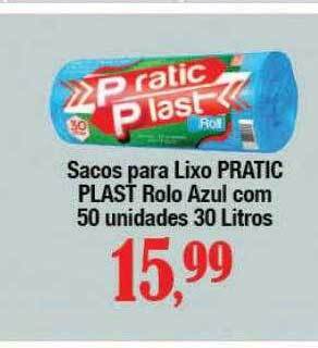 Supermercados Unidos Sacos para lixo pratic plast rolo azul com 50 oferta