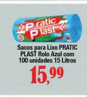 Supermercados Unidos Sacos para lixo pratic plast rolo azul com 100 oferta