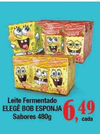 Supermercados Unidos Leite fermentado elegê bob esponja sabores oferta