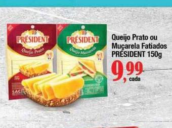 Supermercados Unidos Queijo prato ou muçarela fatiados président oferta