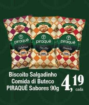 Supermercados Unidos Biscoito salgadinho comida di buteco piraquê sabores oferta
