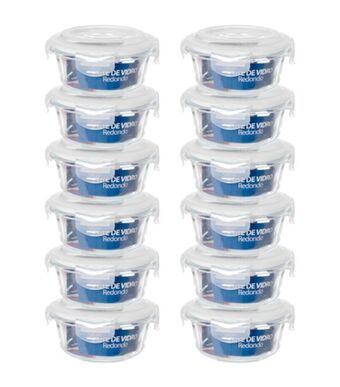 Freitas Varejo Kit 12 potes herméticos de vidro útil bazar 400ml kt014 oferta