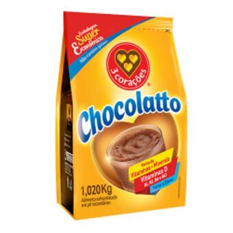 Achocolatado em pó 3 corações chocolatto sache 1,020kg