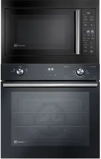Torre de cocção com micro-ondas de embutir 34l experience + forno de embutir a gás 80l efficient com perfectcook360 electrolu