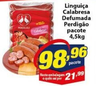Vencedor Atacadista Linguica Calabresa Defumada Perdigao pacote 4.5kg oferta