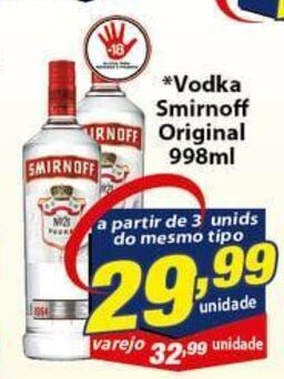 Vencedor Atacadista Vodka Smirnoff Original 998ml oferta