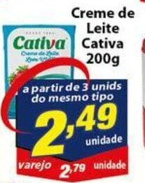 Vencedor Atacadista creme de Leite Cativa 200g oferta