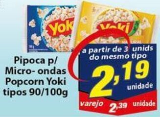 Vencedor Atacadista Pipoca p/ Microondas Popcorn Yoki tipos 90/100g oferta