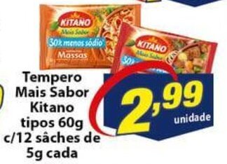Vencedor Atacadista Tempero Mais Sabor Kitano tipos 60g c/12 saches de 5g cada oferta