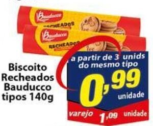 Vencedor Atacadista Biscoito Recheados Bauducco tipos 140g oferta