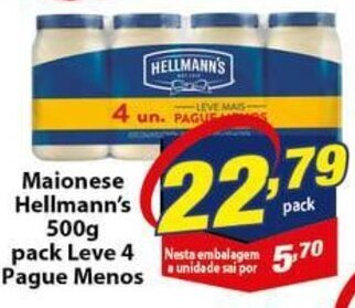 Vencedor Atacadista Maionese Hellmann's 500g pack leve 4 pague menos oferta