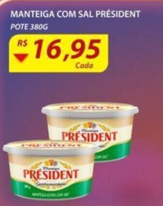 Assaí Atacadista Manteiga com sal President pote 380g oferta