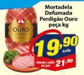 Vencedor Atacadista Mortadela Defumada Perdigao Ouro peca 1kg oferta