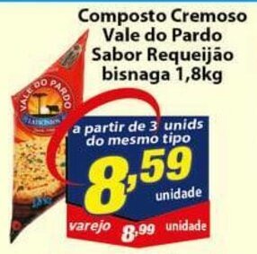 Vencedor Atacadista Composto Cremoso Vale do Pardo Sabor Requeijao bisnaga 1.8kg oferta