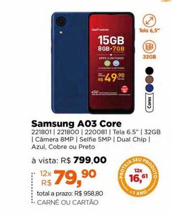 Lojas TaQi Samsung a03 core oferta