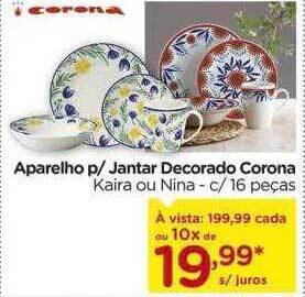 Aparelho p jantar decorado corona