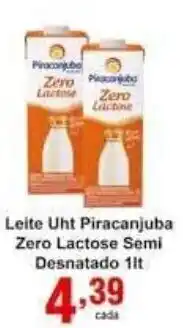 Leite UHT Piracanjuba Zero Lactose Semi Desnatado 1L