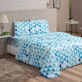 Vest Casa Jogo de cama casal 3 peças lençol sem elástico geometric blue vestcasa oferta