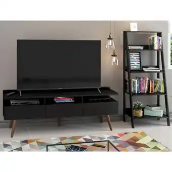 Armazém Paraíba Rack para tv até 65 polegadas madesa londres e estante escada - preto oferta