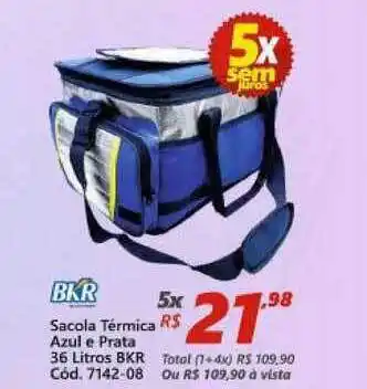 Sacola Térmica Azul E Prata 36 Litros Bkr