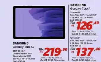 Lojas Becker Samsung Galaxy Tab A oferta