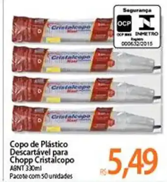 Atacadão Copo de Plastico Descartavel para Chopp Cristalcopo 330ml oferta