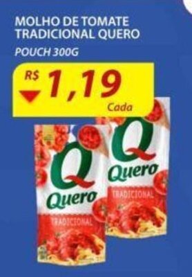 Assaí Atacadista Molho de Tomate Tradicional Quero 300g oferta