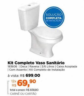 Lojas TaQi Kit completo vaso sanitário oferta